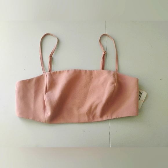 ASOS Design Smocked Back Bandeau Crop Top in Pink . Size 8 - Picture 2 of 13